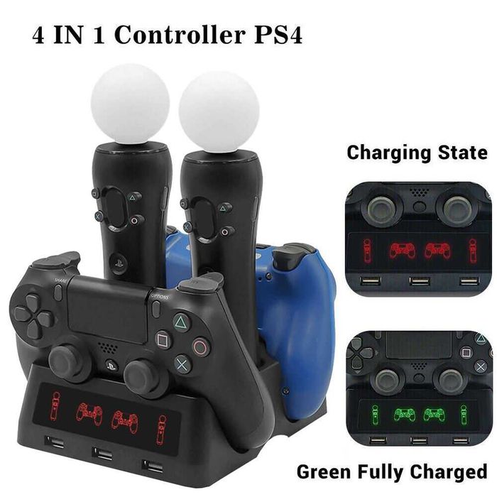 4 In1 Док станция Controller Dock Station Playstation PS4 PSVR VR Move