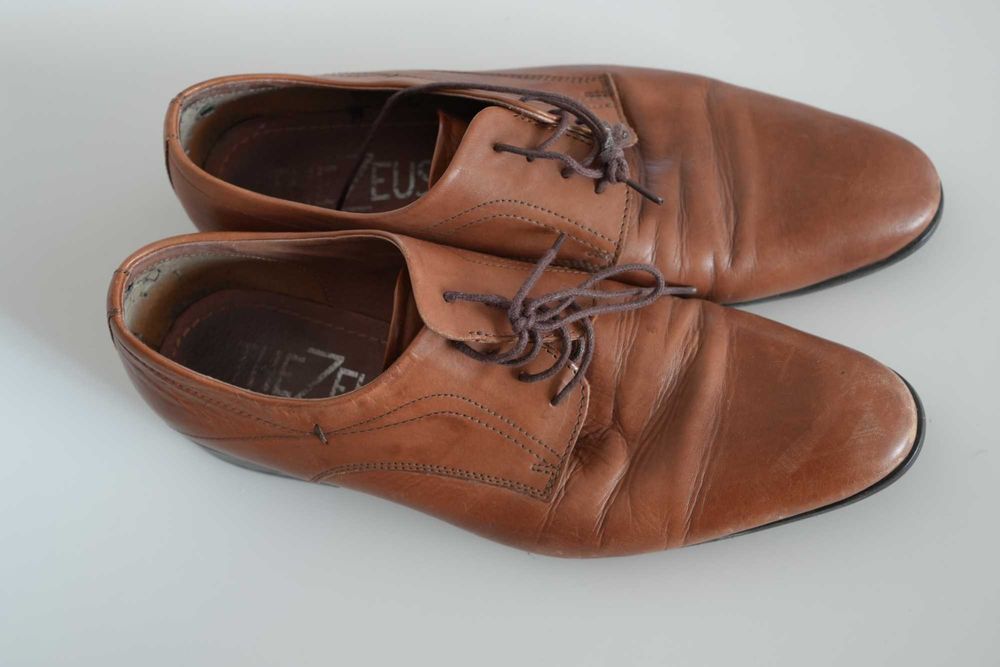 Pantofi piele The Zeus maro eleganti, talpa din cauciuc natural