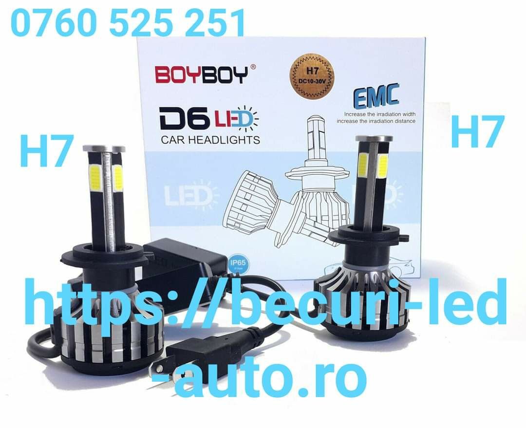 Set Două Becuri Led H1,H7,H8,H11,H16(cu 4/6 fete luminoase)76w/6000K/3