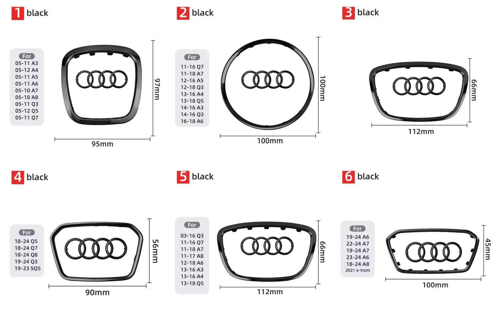 Emblema Compatibila Audi volan crom/negru