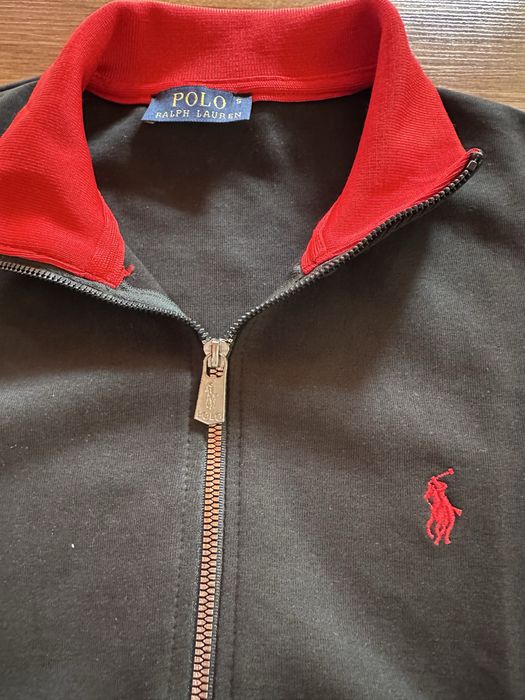 Мъжки,памучен,черен екип Ralph Polo с бродирано лого и ципове на джобо