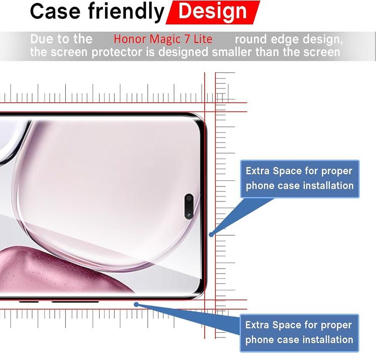 5D Извит Стъклен Протектор за Дисплей за Honor Magic7 Lite / Magic6