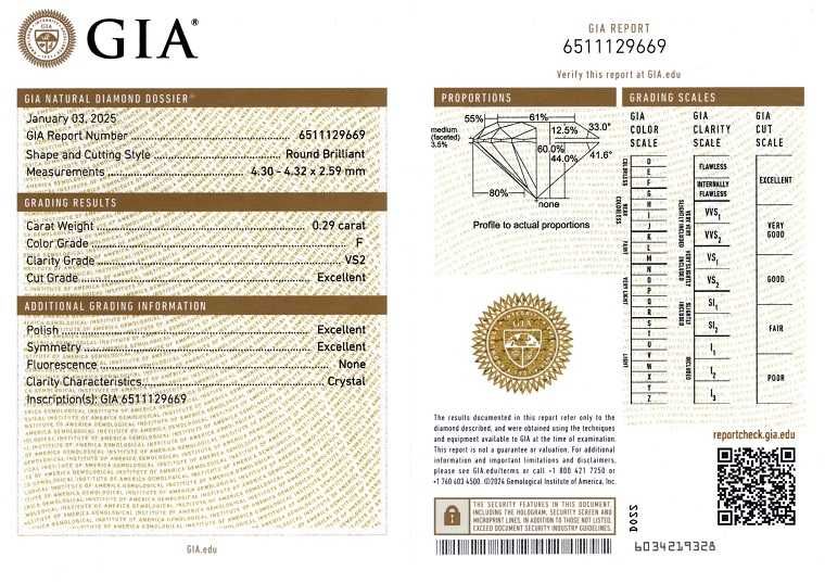 Diamant natural 0,29 ct., F, VS2, certificare GIA- cod 10423