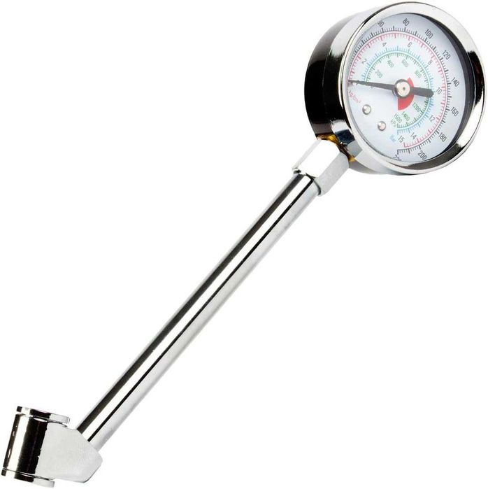 Манометър за гуми с удължител метален - 14 см/0.5-15 bar