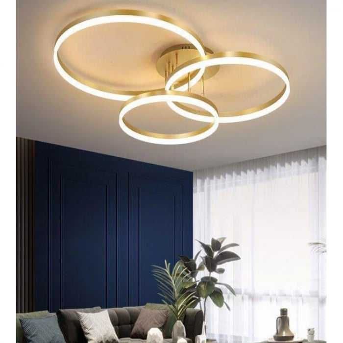 Lustra eleganta 3 cercuri gold, P=150W