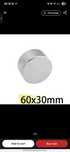 Magnet industrial N52 neodim 60x30
