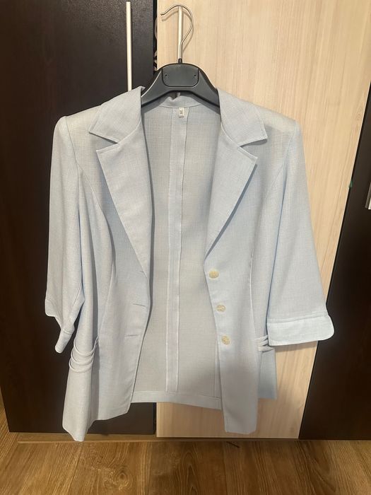 Сако с дълъг ръкав м размер в цвят светло синьо