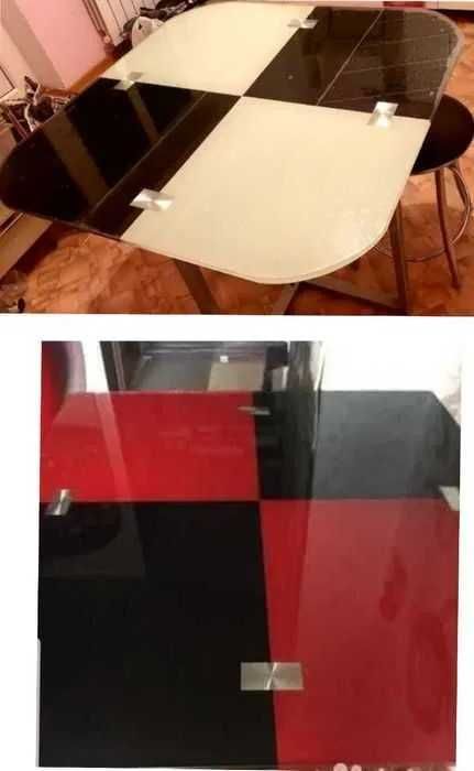 СТЕКЛЯННЫЕ столы покрыты ГЕЛЕВЫМ скатертью как НОВЫЕ: серый, красный