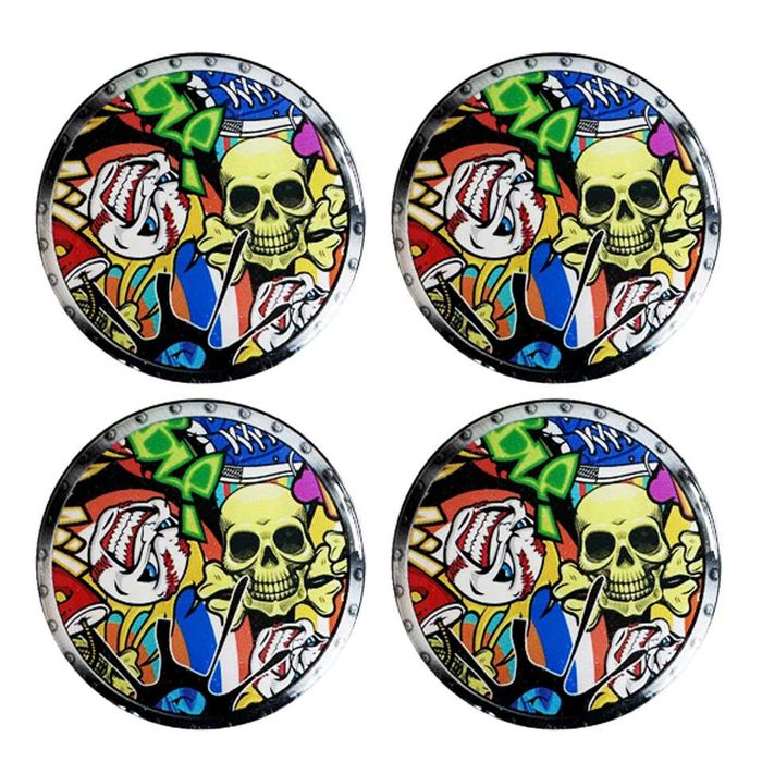 капачки за джанти шарени 60мм анимация 4 броя комплект черепи