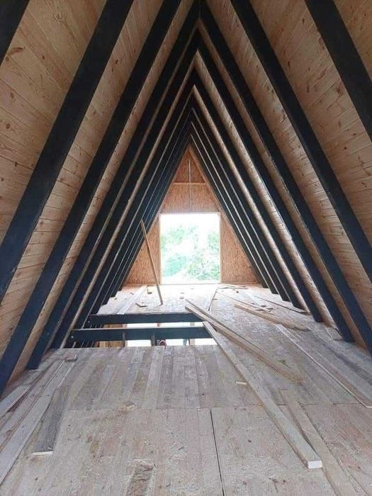 Case modulare pe structura metalica, cabane tip A