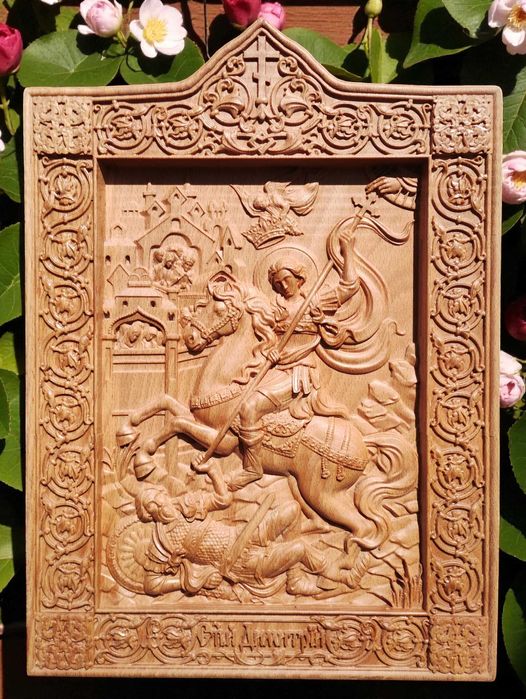 Икона на Св. Димитър - авторска дърворезба -Промоция !!!