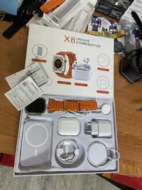 X8 Комбо Набор СМАРТ Часы + НАУШНИКИ, Magsafe, умные подарок, зарядка