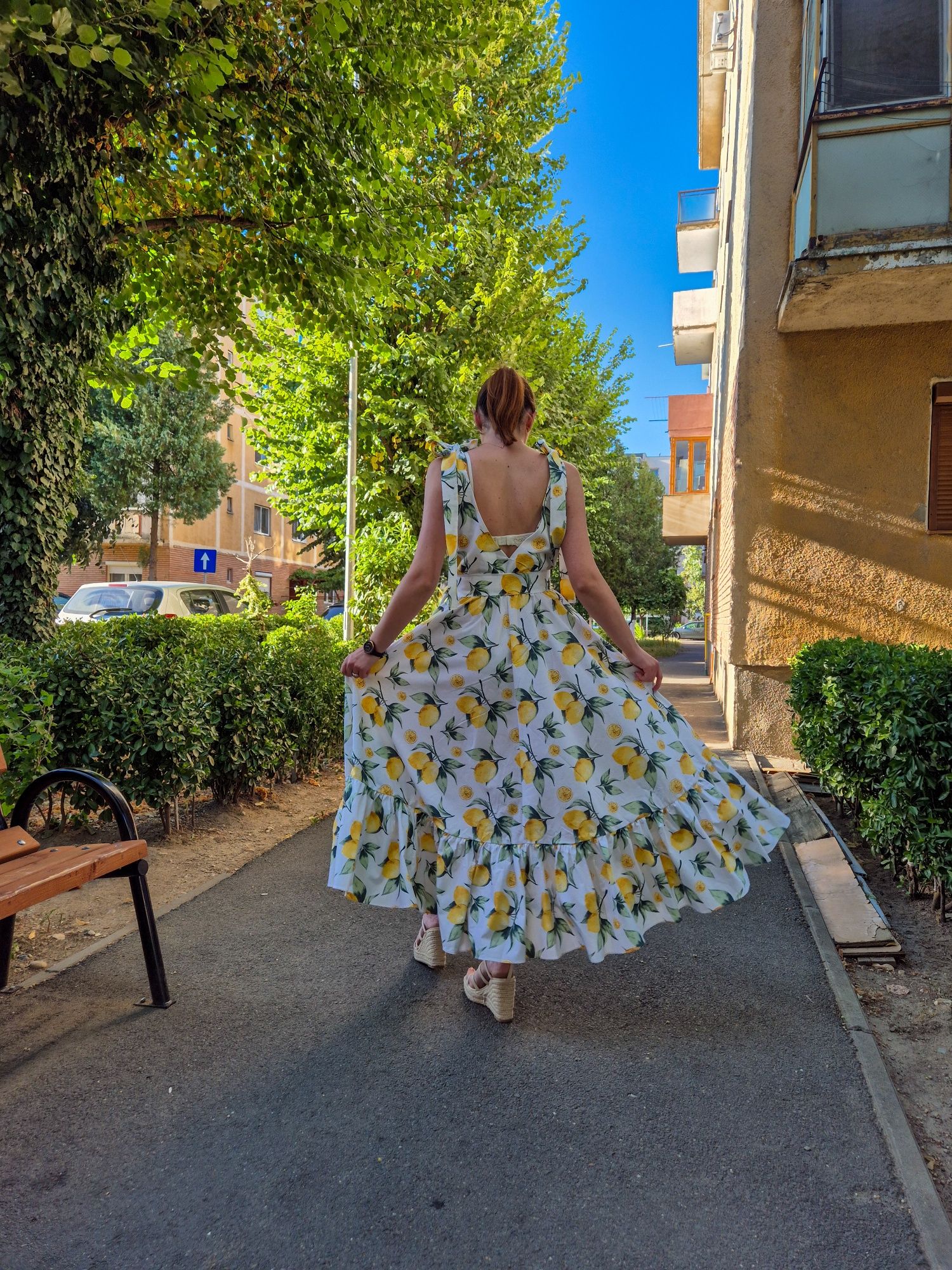 Rochie cu lamai din bumbac