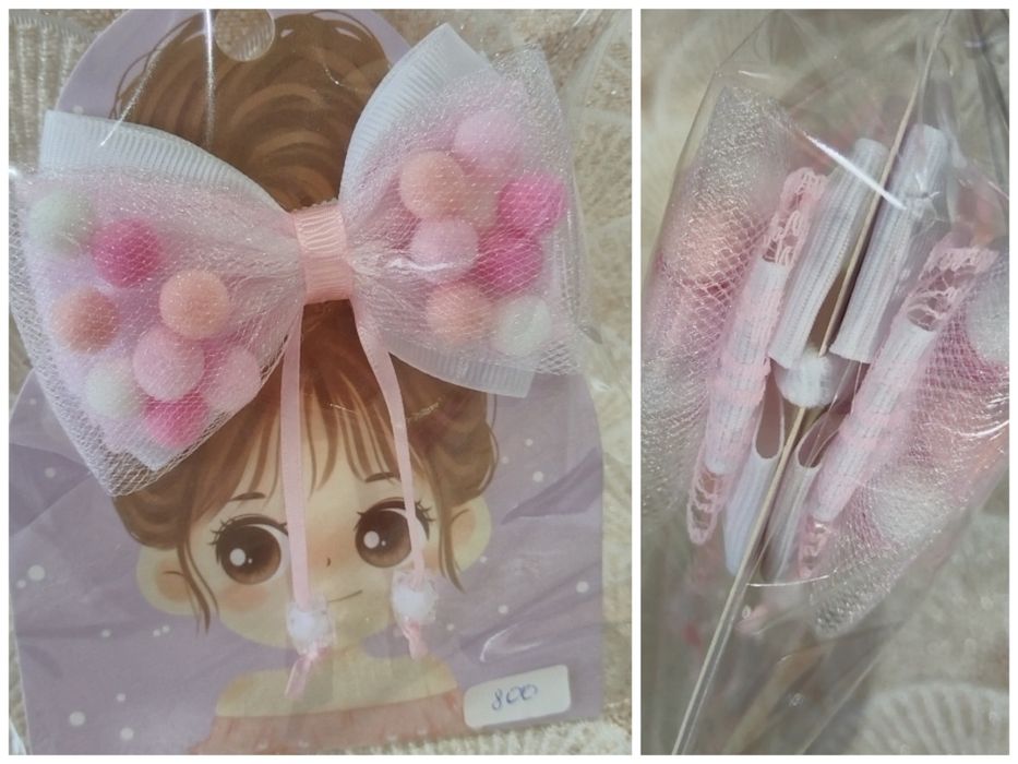 Бантики, резинки, заколки для девочек.