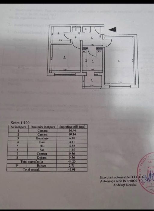 Sf lazar, Palas, Aparatament cu 2 camere, 47mp, decomandat