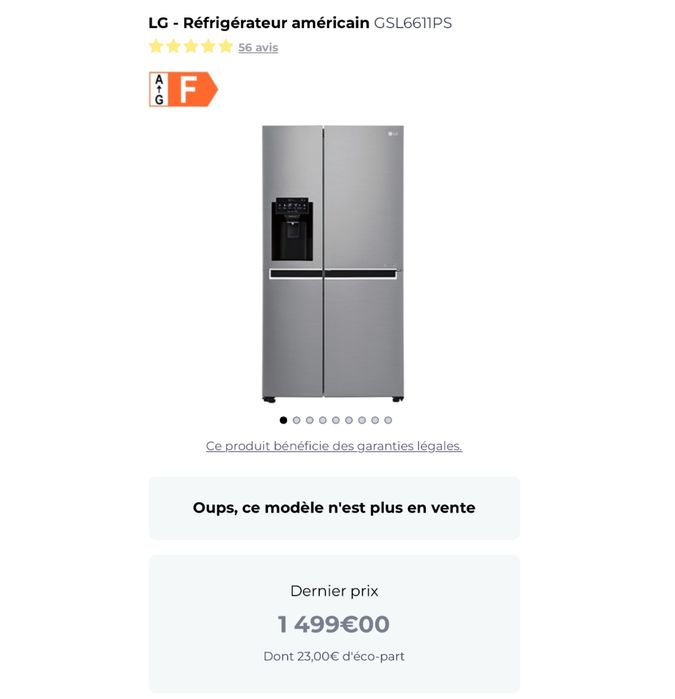 Frigider side-by-side LG GSL6611PS