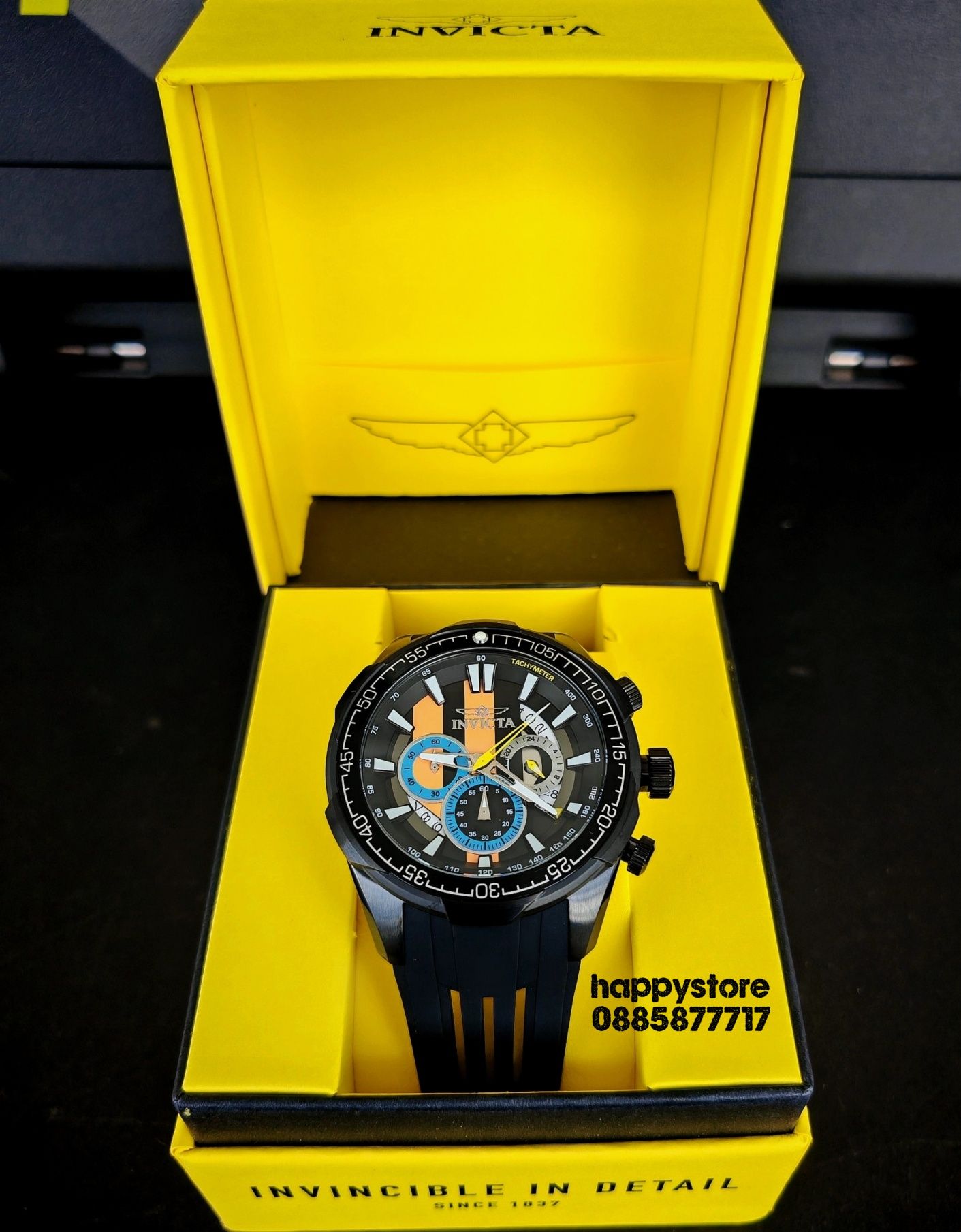 часовник INVICTA Racing Black 50 mm, Инвикта нов, ръчен часовник