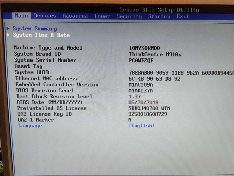 Lenovo Thinkcentre M910X tiny