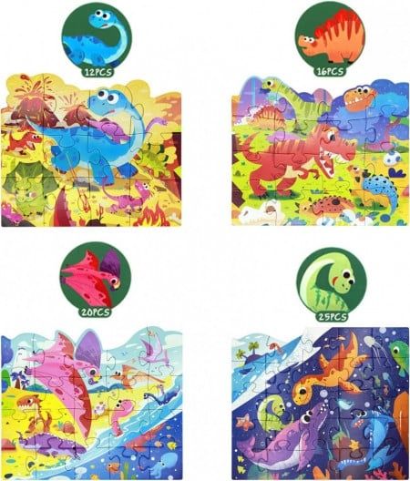 Set de 4 puzle-uri pentru copii PMGEKLP, hartie, multicolor, 30.5 x 28