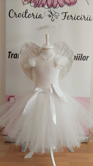 Rochita TUTU Ingeras Inger alba serbare iarna Craciun fusta alba