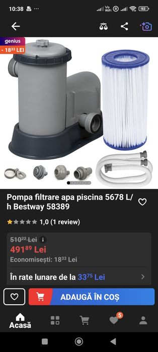 Pompa filtrare apa piscina