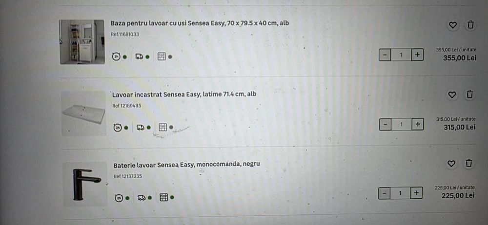 Baza +lavoar+baterie Sensea mobilier baie