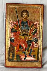 Icoana pe lemn ortodoxa: Sf. Gheorghe pe Tron