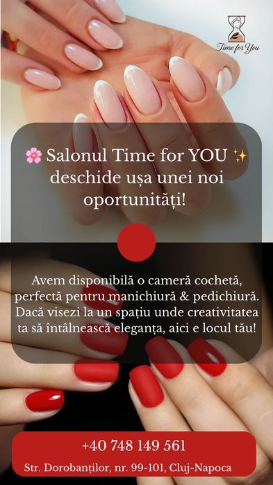 Închiriez cameră pentru manichiură/pedichiura