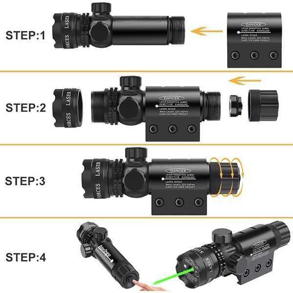 Luneta cu laser punct verde,lungime de unda 532 nm,120 x 30mm,nouă
