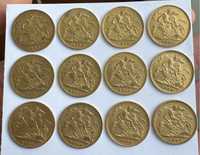 12БРОЯ Златна монета Британски 1/2 Суверен 1893-1901г Виктория