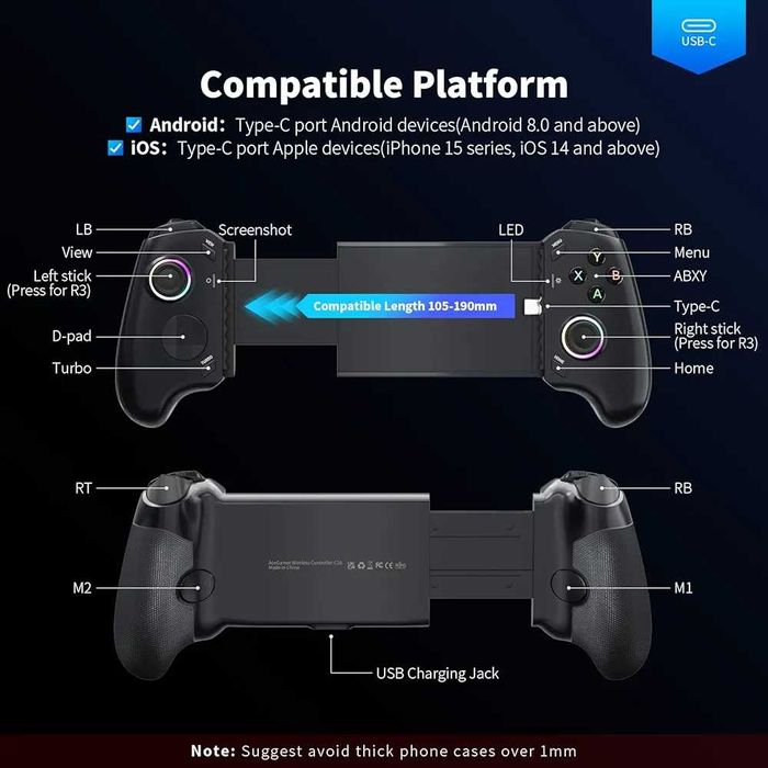 Джойстик AceGamer C16- USB-C Android/iPhone