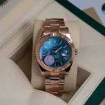 rolex sky-dewller rose gold blue