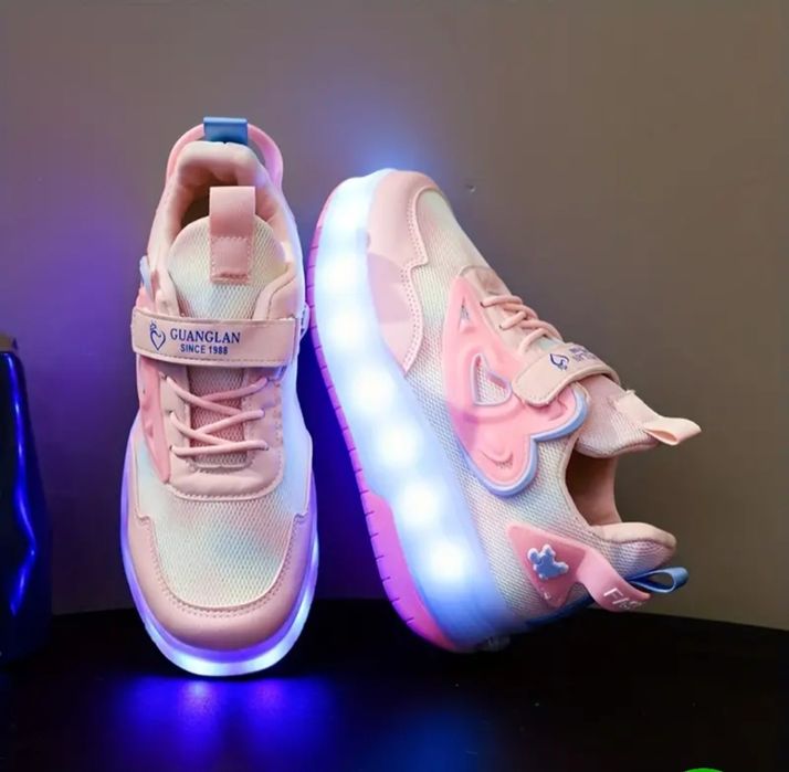 Детски маратонки с колелца, обувки  обувки с колелца, Heelys, Светещи