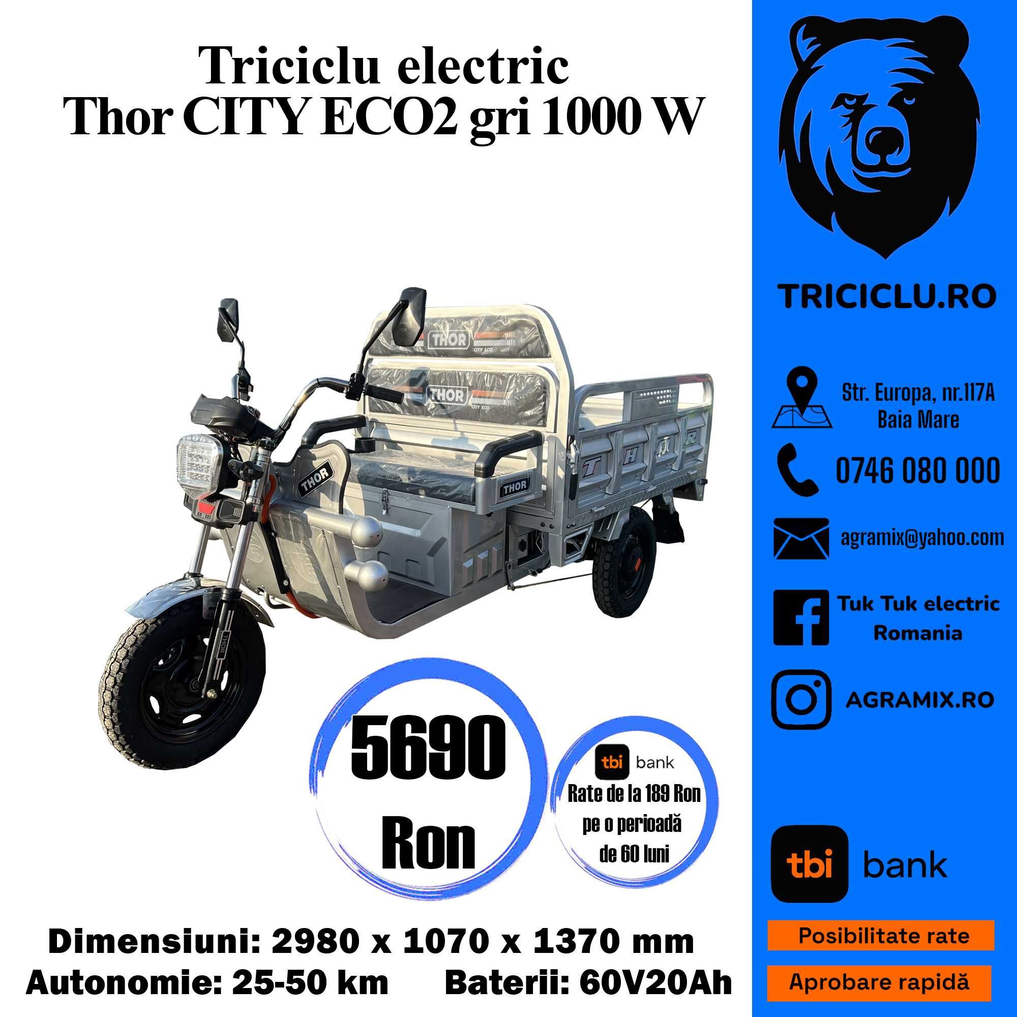 Triciclu electric Thor CityECO2 cu 2 locuri Agramix