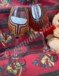 Рисувани чаши за вино Народна носия