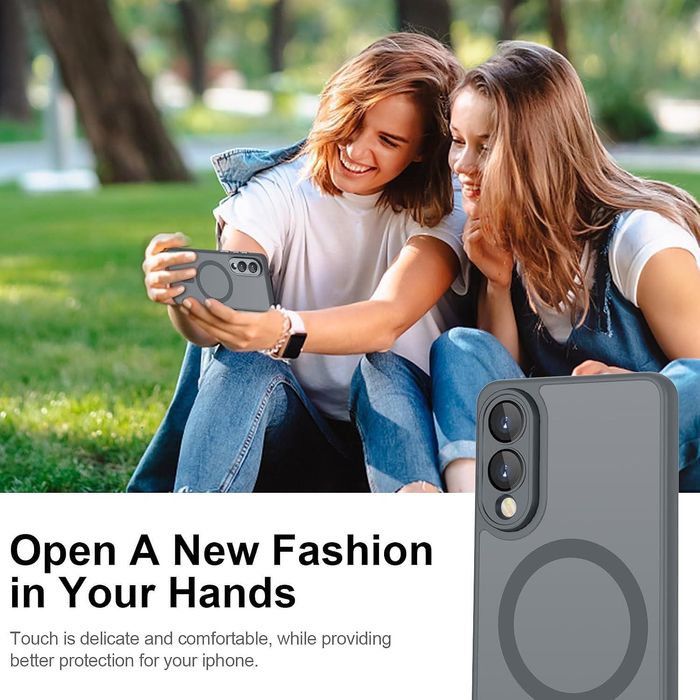 Матов magsafe кейс за samsung galaxy s25 edge - титаниево сив