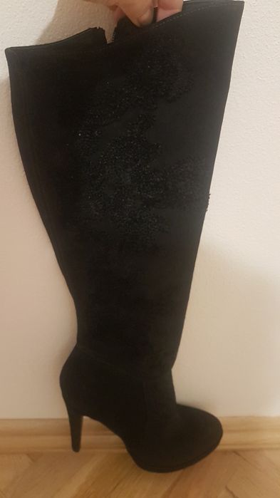Cizme piele, culoare negru, marime 36,
