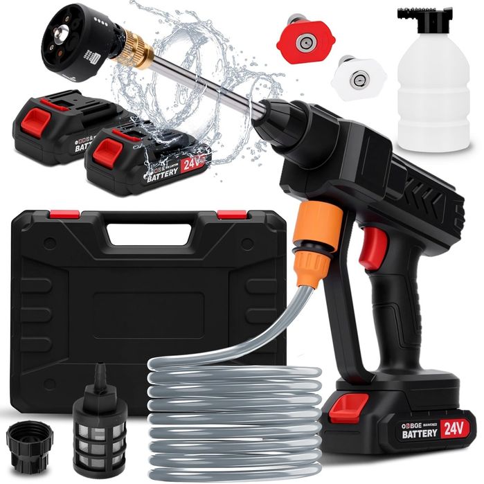 Безжична водоструйка, 2 батерии, пръскачка с пяна, 6-в-1