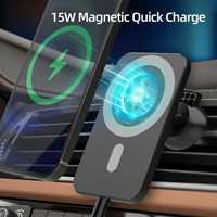 Incarcator Auto Wireless Magnetic MagSafe15W Fast Charging Negru