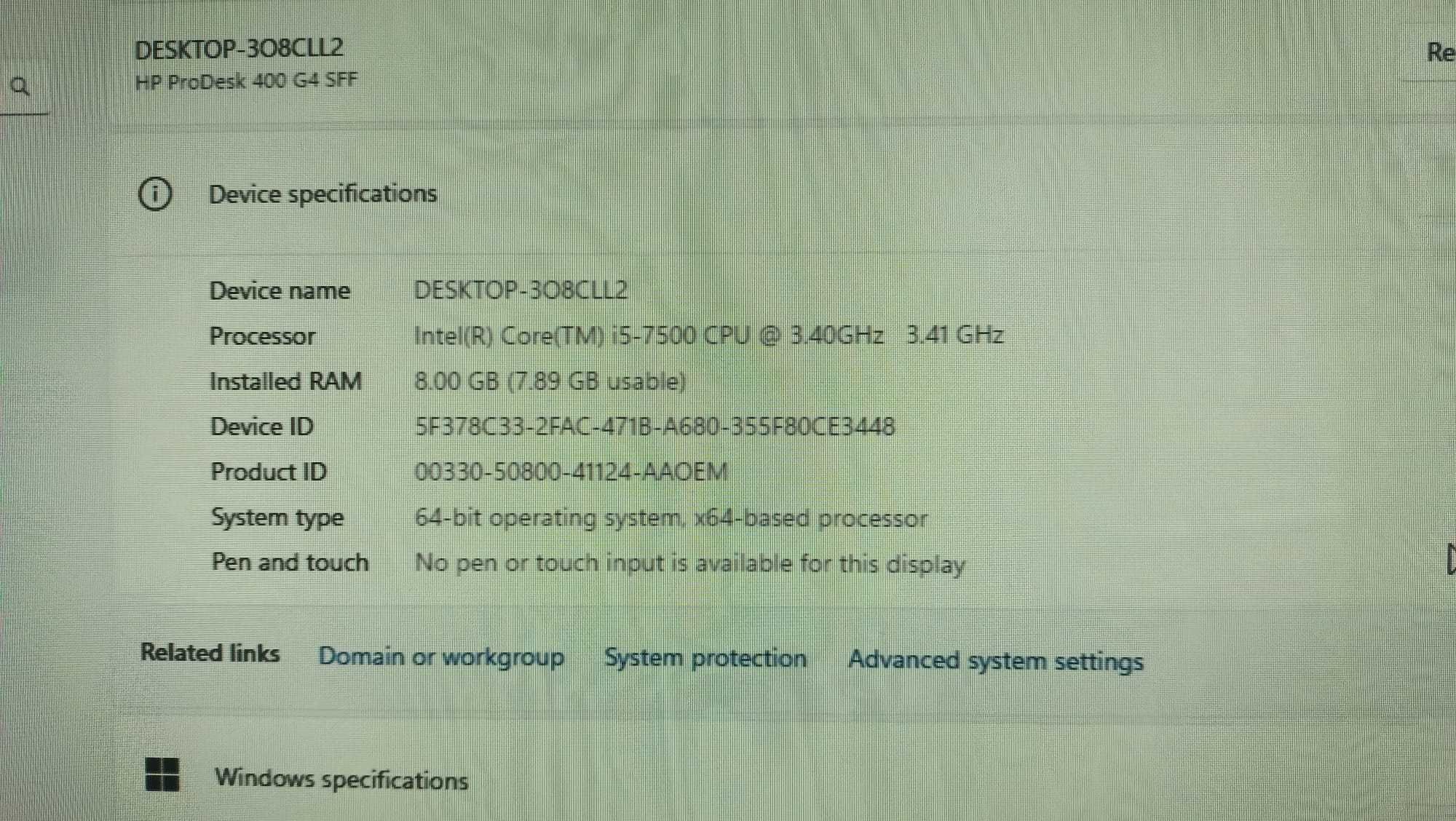 HP ProDesk 400 G4 SFF i5-7500 8GB RAM si 240GB SSD