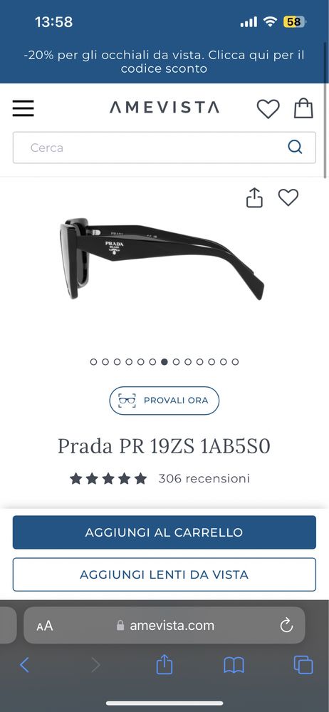 Черни очила Prada