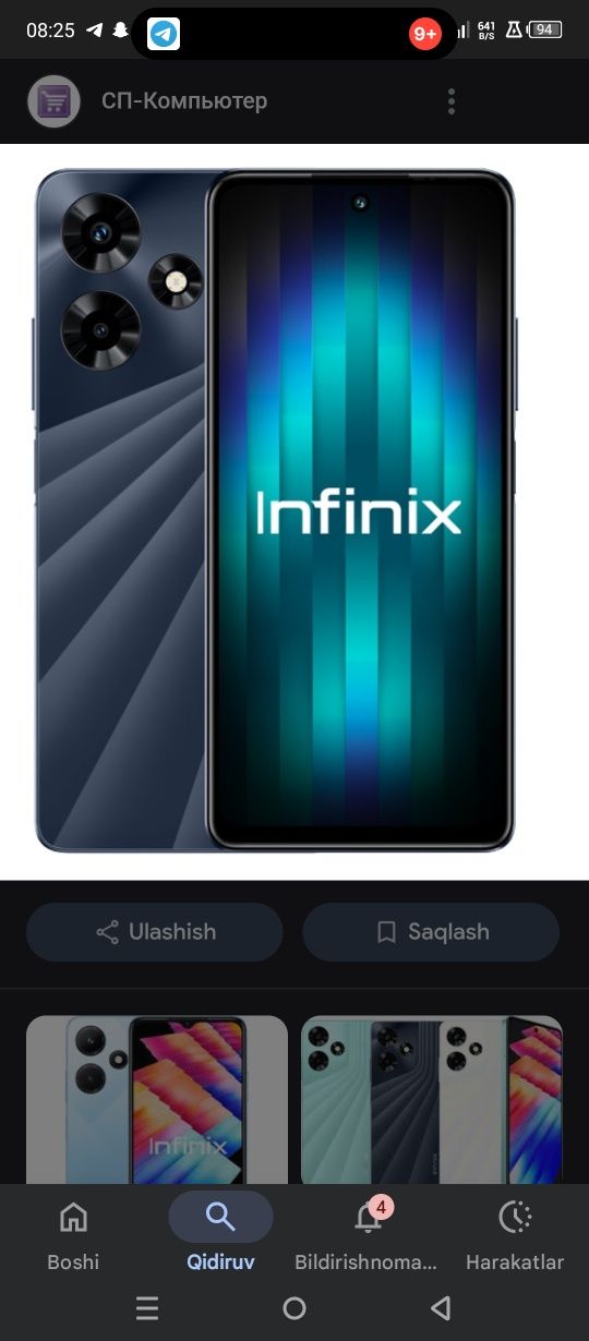 Infinix hot 30 256 Gb  kafolati bilan