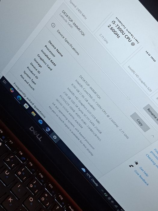 Laptop dell latitude 5490 – i5 7th Gen / 8GB Ram / SSD 256GB / Full HD