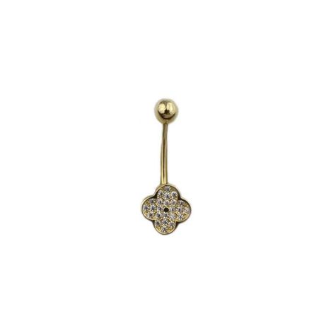 Piercing aur galben buric trifoi - DA493