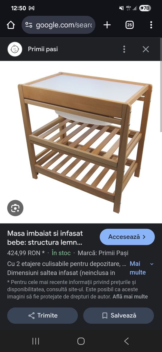 masă de înfășat si îmbăiat bebe  ( cădiță )