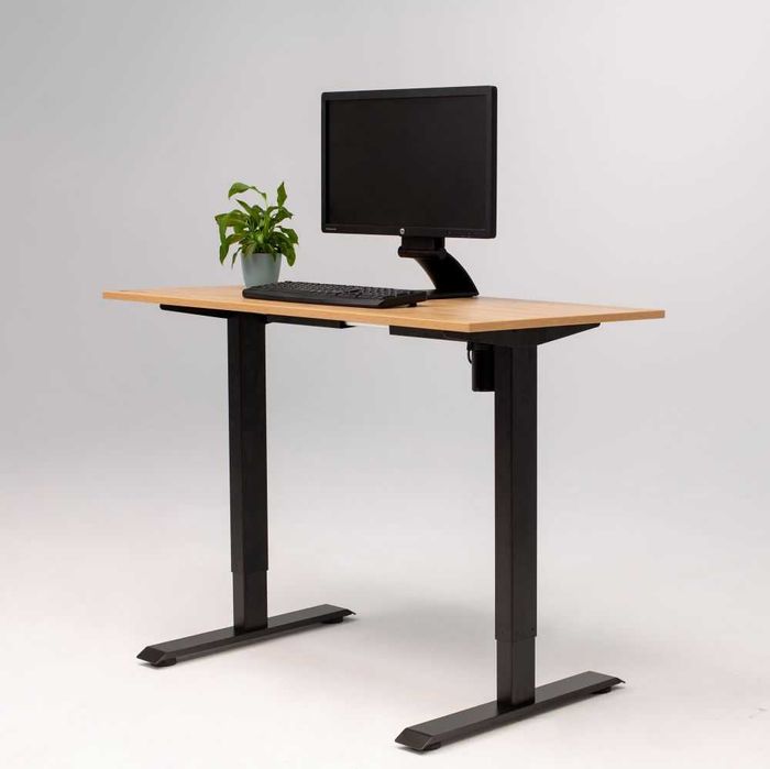 Birou electric SmartAdjust stejar 120x60cm, cadru negru