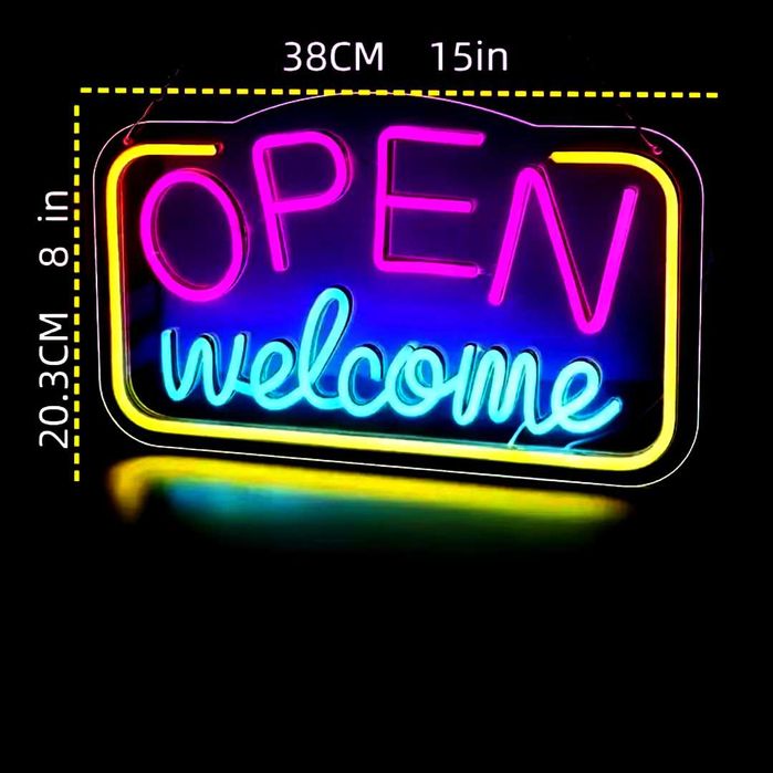 Reclama luminoasa LED Neon „OPEN Welcome”