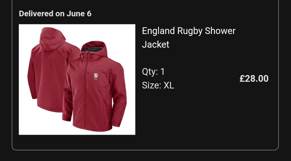 England Rugby Shower Jacket