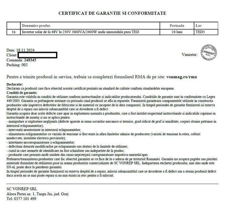 Invertor solar TED de la 48V la 230V 2400W unda sinusoidala pura