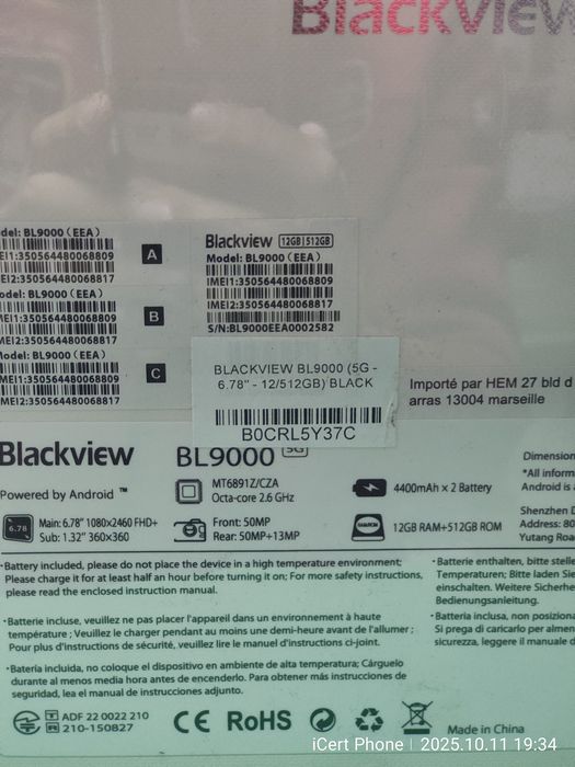 Telefon mobil Blackview BL9000 Black sigilat 512GB * Garantie *